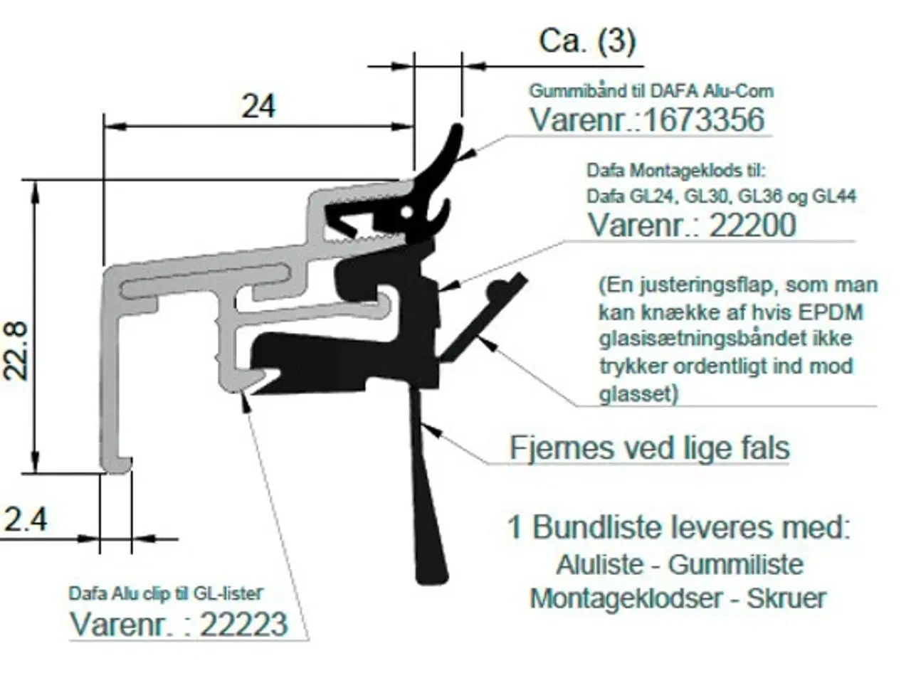 Billede 1 - Alu glaslister, eloxeret, 8 stk. 