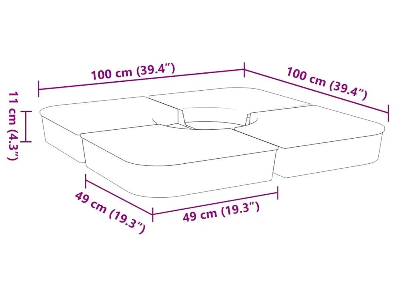 Billede 8 - 4 dele parasolbund til parasolfod 100 kg PP