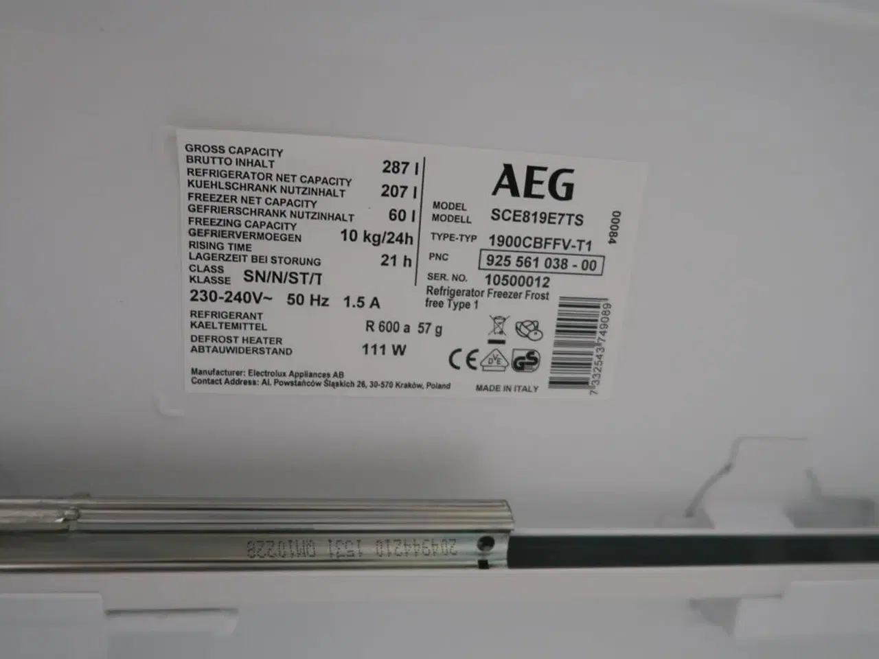 Billede 5 - Integreret køle/fryseskab AEG SCE819E7TS