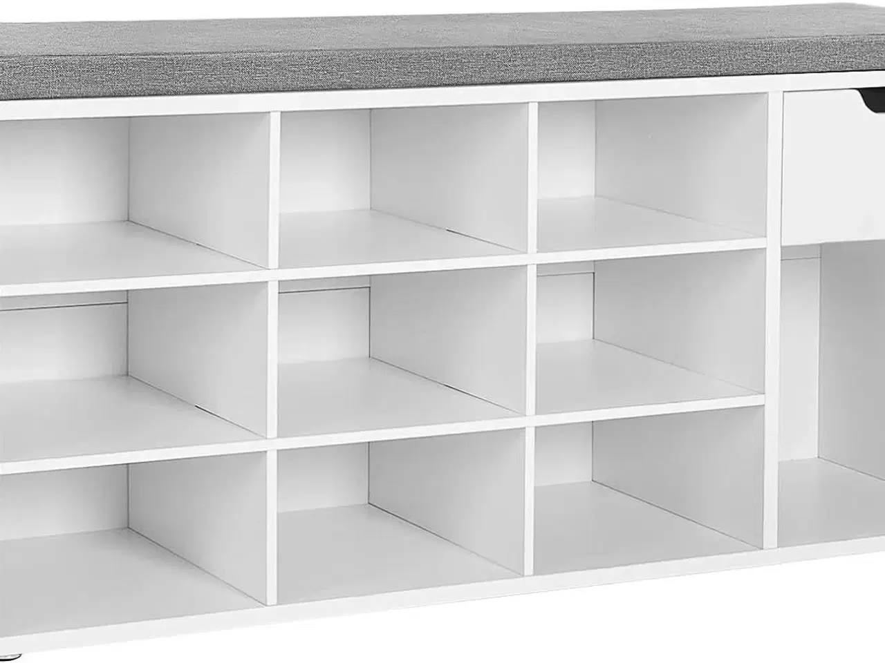 Billede 1 - Skobænk med opbevaring hvid/grå, polstret sæde, 2 åbne rum + 1 lukket (LHS021W01)