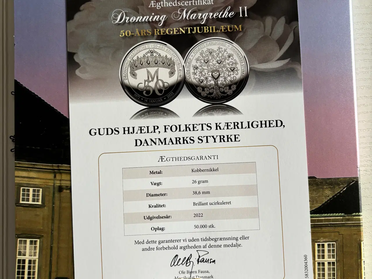 Billede 2 - Medalje, Dronning Margrethes 50-års regentjubilæum