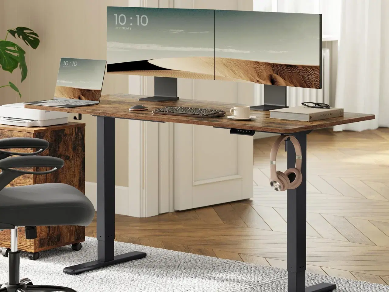 Billede 1 - Elektrisk hæve-sænke stel til skrivebord – justerbart 80–150 cm, memory 3 højder, 70 kg, stål, ink black