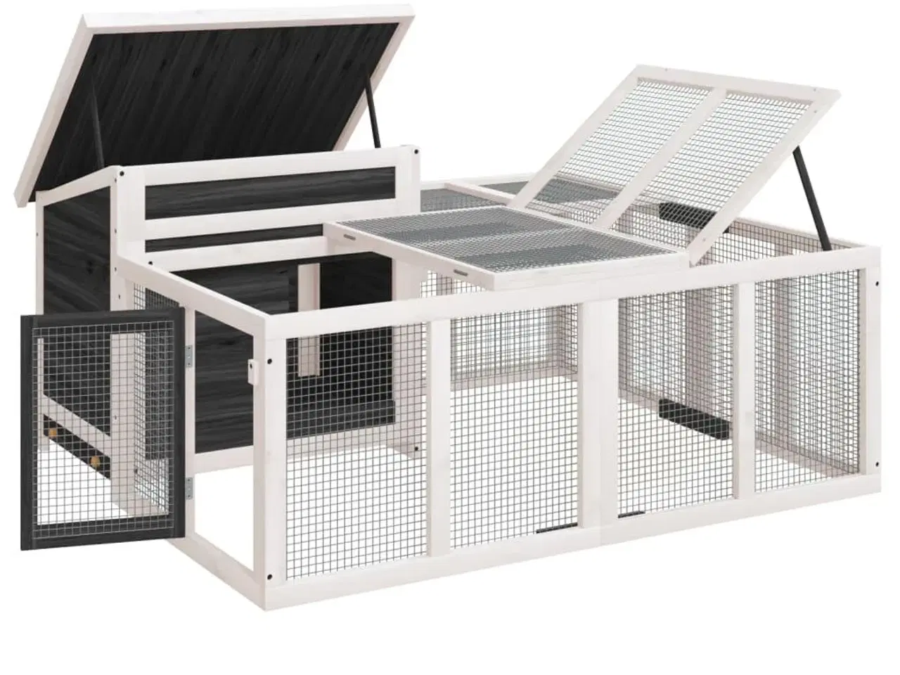 Billede 4 - Kaninbur 144x123x67,5 cm massivt fyrretræ grå