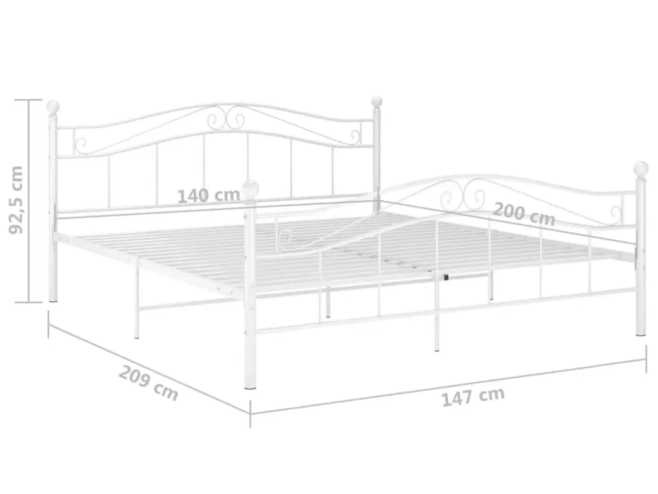 Billede 8 - Sengestel 140x200 cm metal hvid