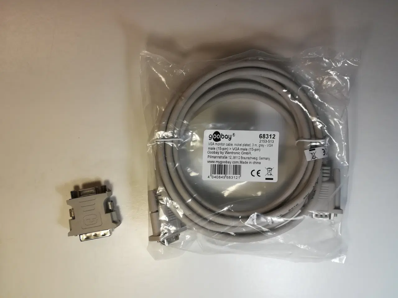 Billede 2 - Goobay VGA monitor kabel, 3 m + DVI/VGA adapter