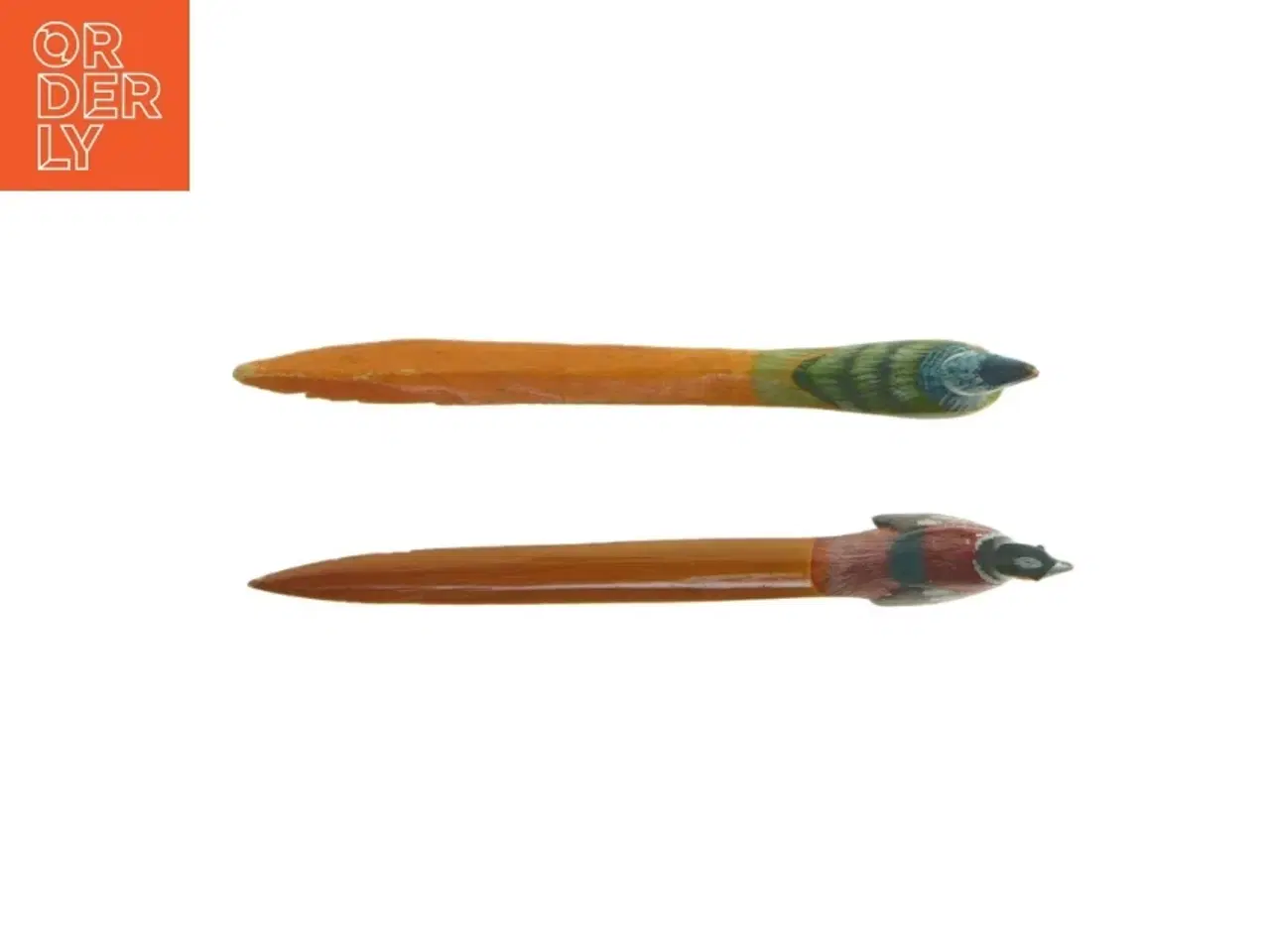 Billede 1 - Håndskårne brevknive med fugle (str. 17 cm. 2 styk)