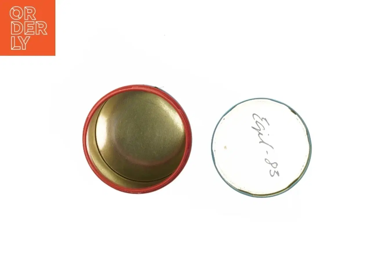 Billede 5 - Retro irma kunstdåse Blå opbevaringsdåse med skyer og landskab fra Irma (str. Ø 11,5 cm længde 15 cm)