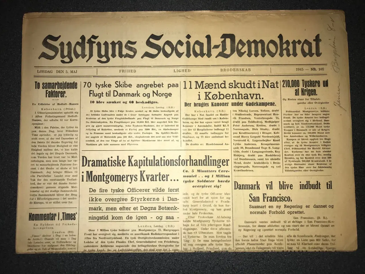 Billede 1 - 5. maj 1945 - Sydfyns Social-Demokrat