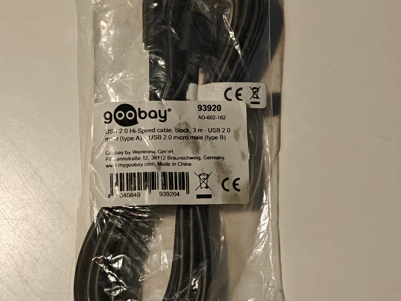 Billede 1 - Goobay 93920, 3 m, Micro-USB B, USB A 480 Mbit/s