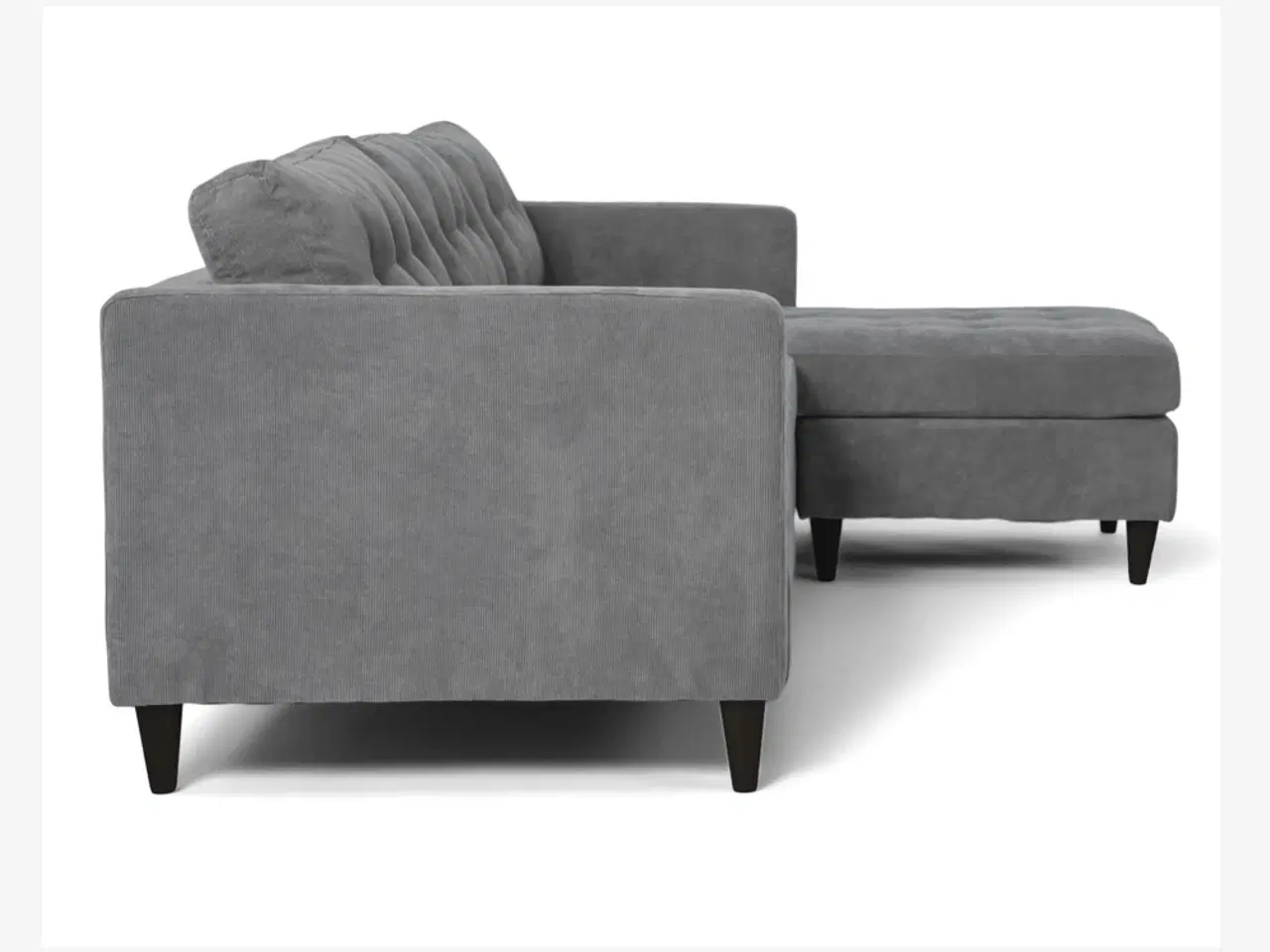 Billede 3 - Sofa med chaiselong med grå fløjl