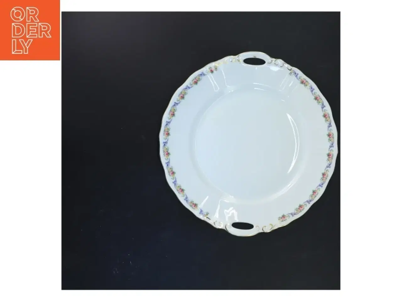 Billede 2 - Rund porcelænsfad med blomstermønster (str. Ø 27 cm)