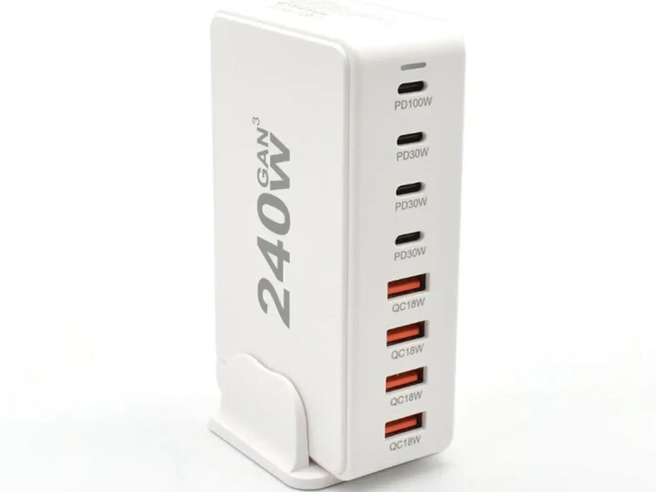 Billede 4 - Ladestation GaN 240W – 8 porte (USB-C & USB-A) – Hurtig opladning til mobil og bærbar computer