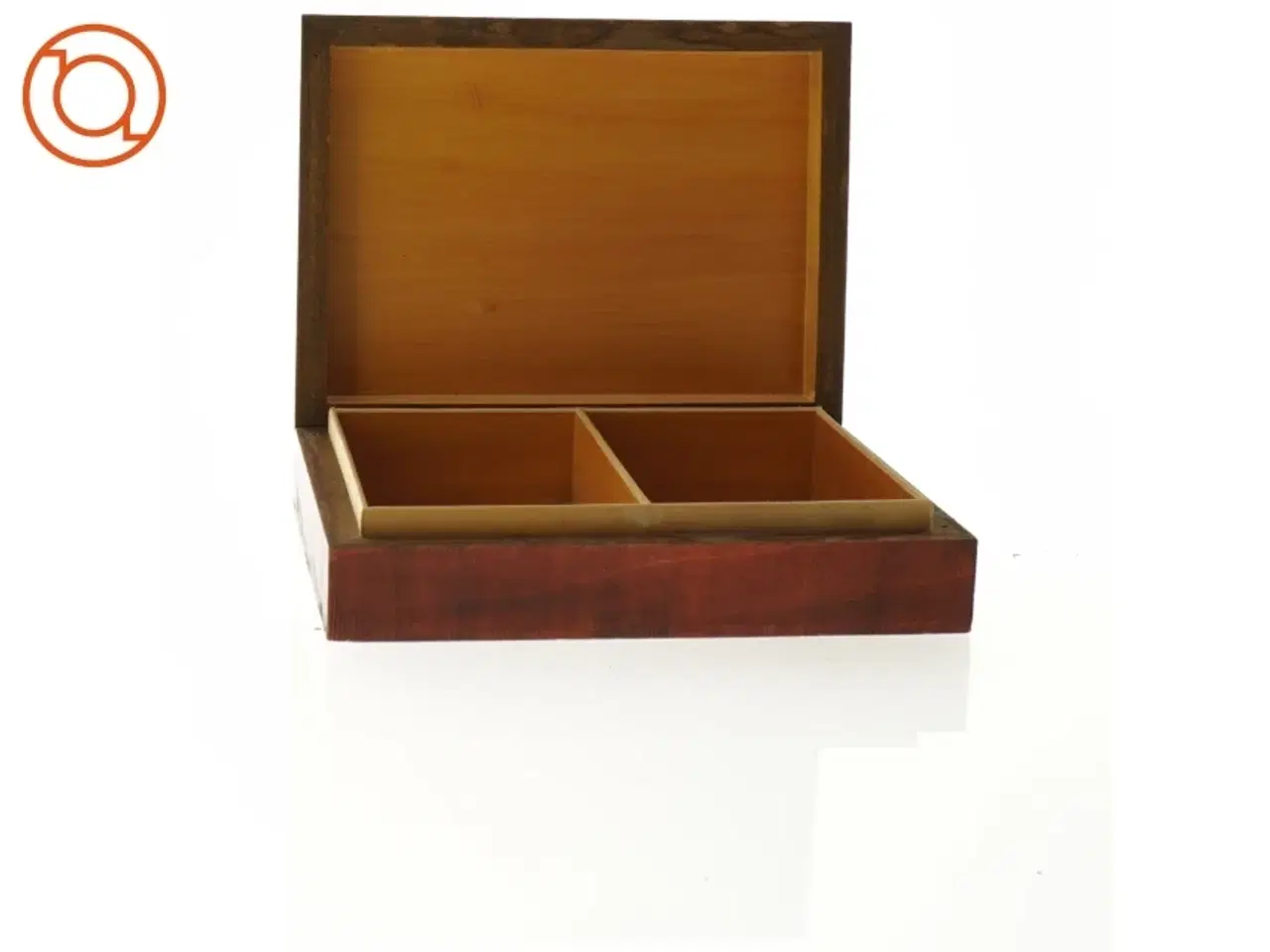 Billede 5 - Ornamenteret Træ æske med 2 rum (str. 16 x 12 x 4 cm)
