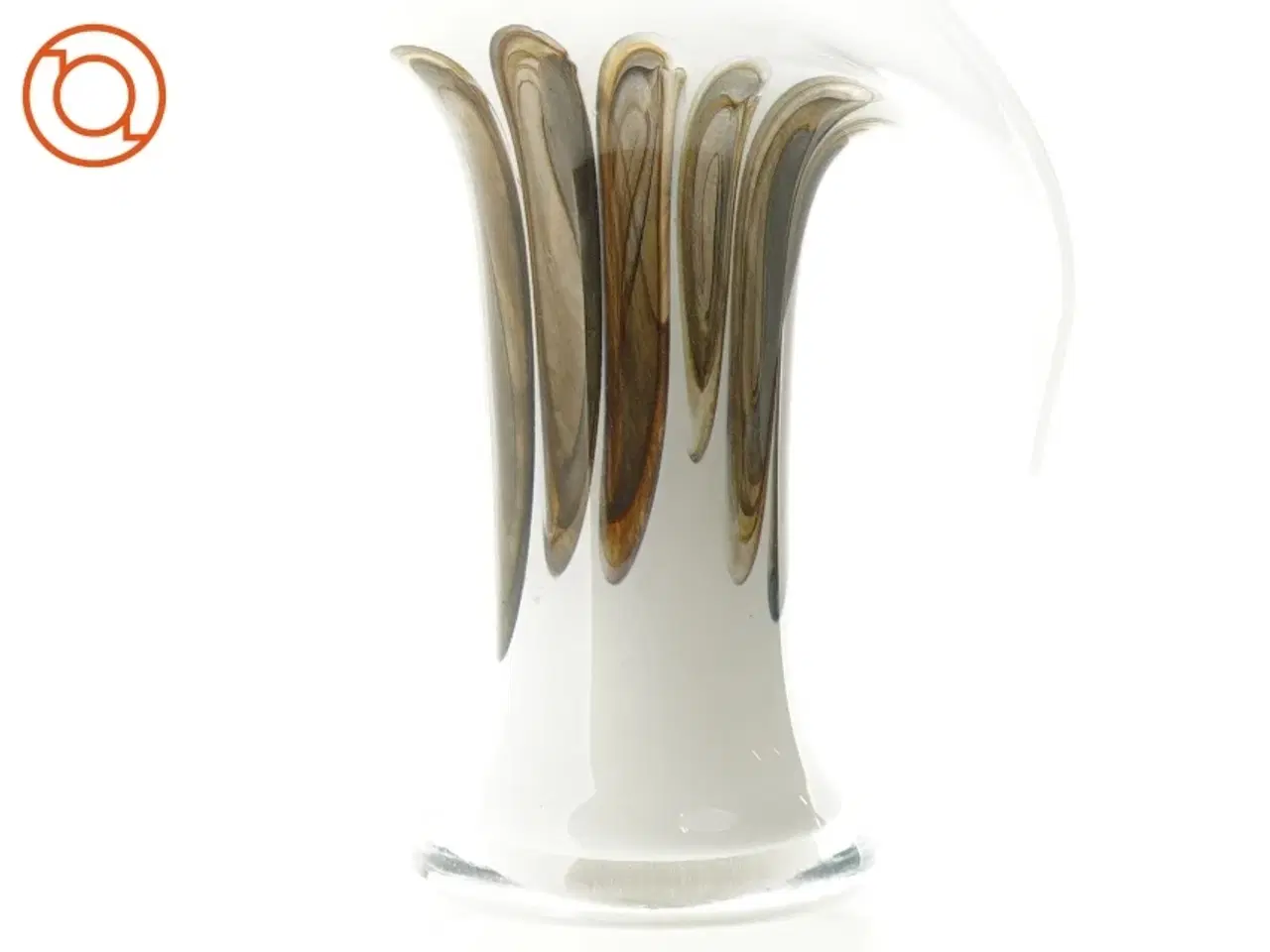 Billede 2 - Glasvase i hvidt og klart glas (str. 19 cm x 10 cm)