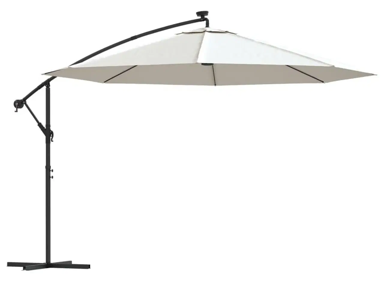 Billede 2 - Hængeparasol med LED-lys og metalstang 350 cm sandfarvet