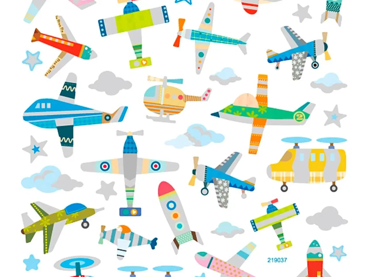 Billede 1 - Glitter Klistermærker - Fly & Helikoptere, 15x16,5 cm