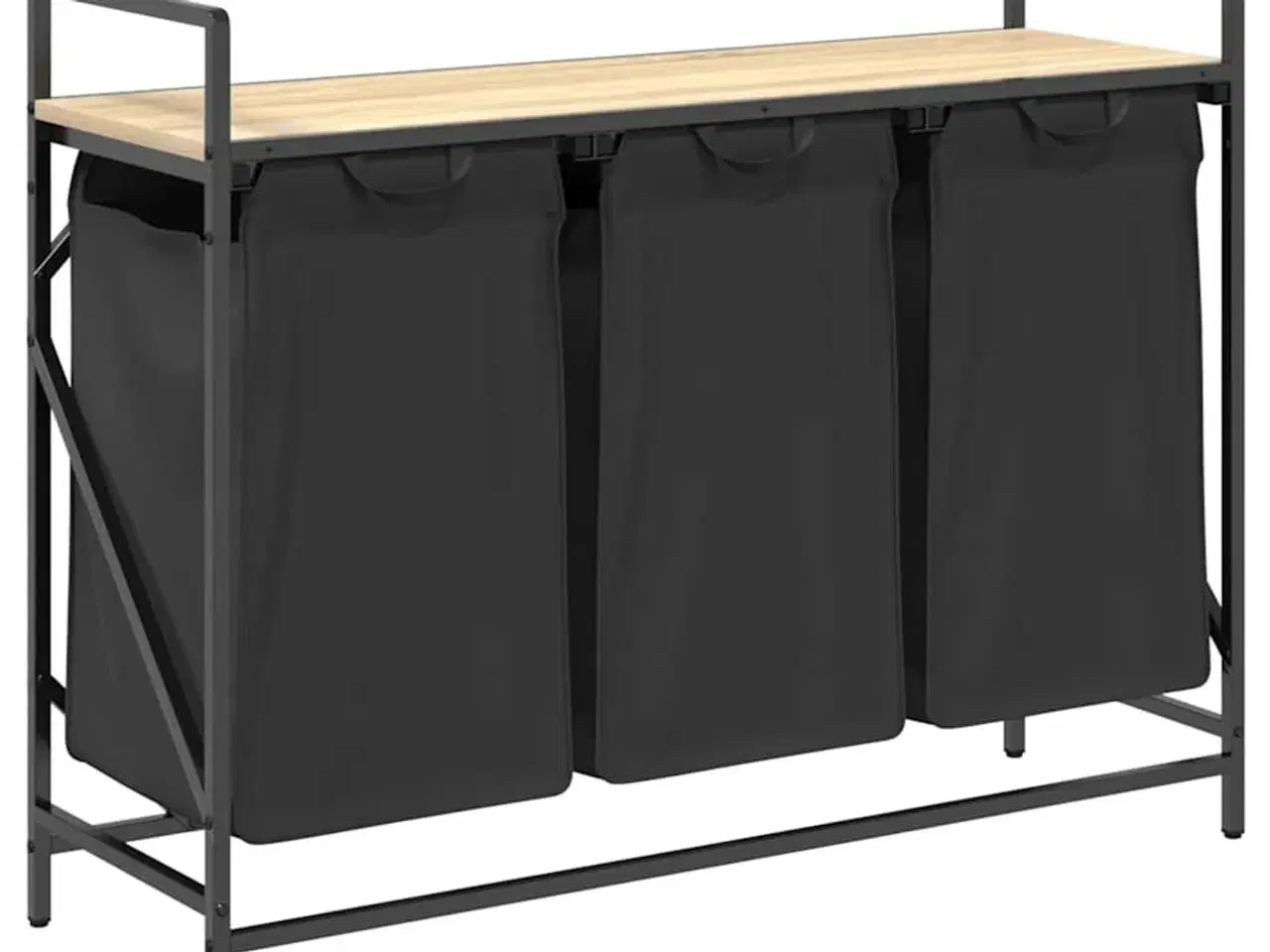 Billede 2 - Vasketøjskurv 3 rum med hylde sonoma-eg