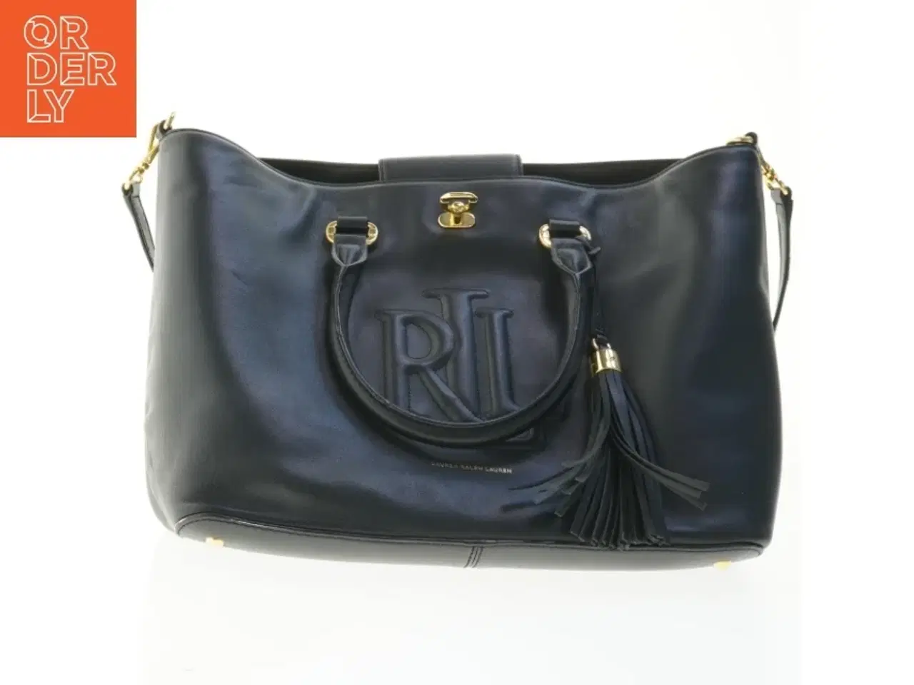 Billede 5 - Sort skindtaske fra Ralph Lauren (str. 40x27x18 cm)