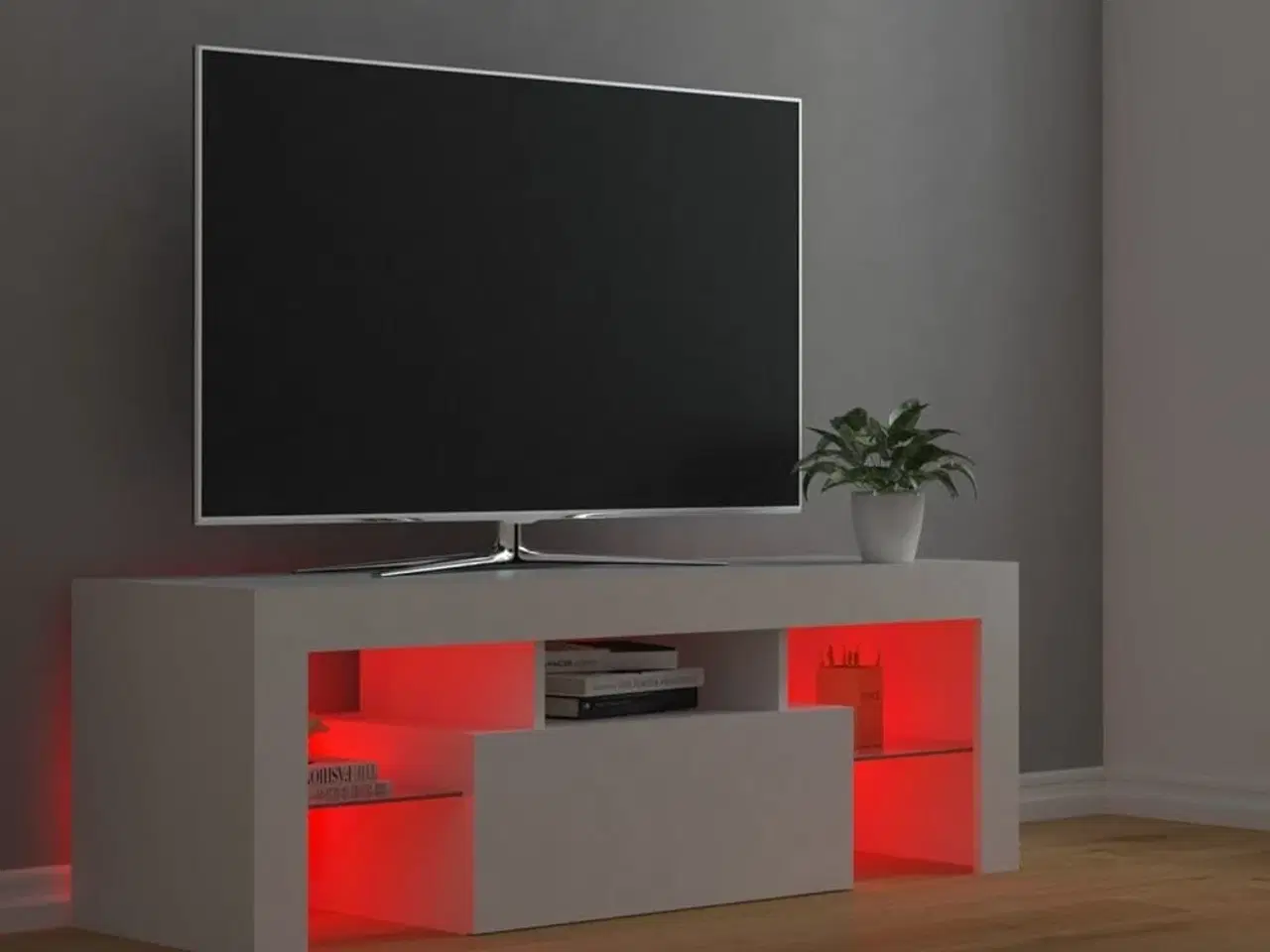 Billede 6 - Tv-skab med LED-lys 120x35x40 cm hvid