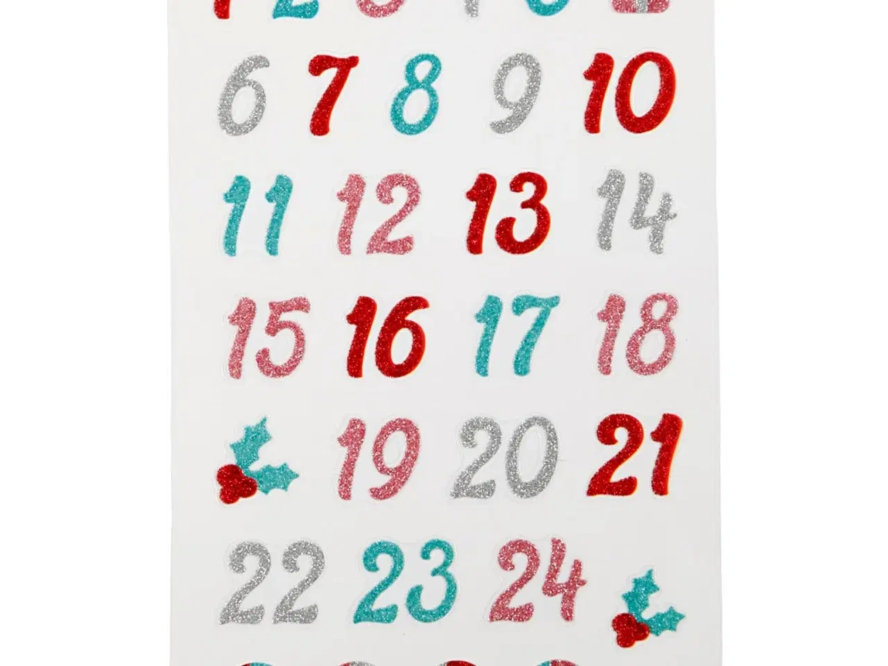 Billede 1 - Glitterstickers, kalendertal, ark 10x16 cm, 1 ark