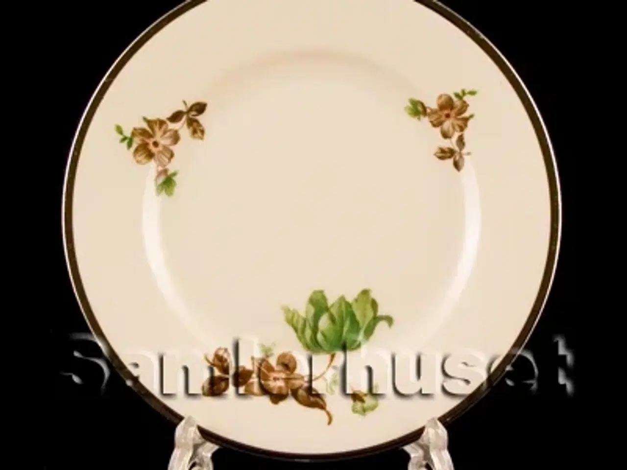 Billede 1 - Grøn Vallø Platin Kagetallerken 15½ cm.