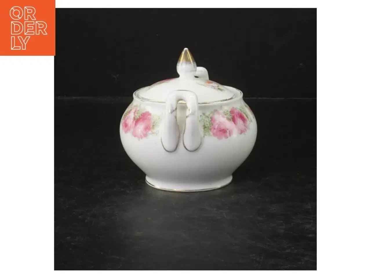 Billede 3 - Retro Porcelænssukkerskål med roser (str. 11,5 cm)