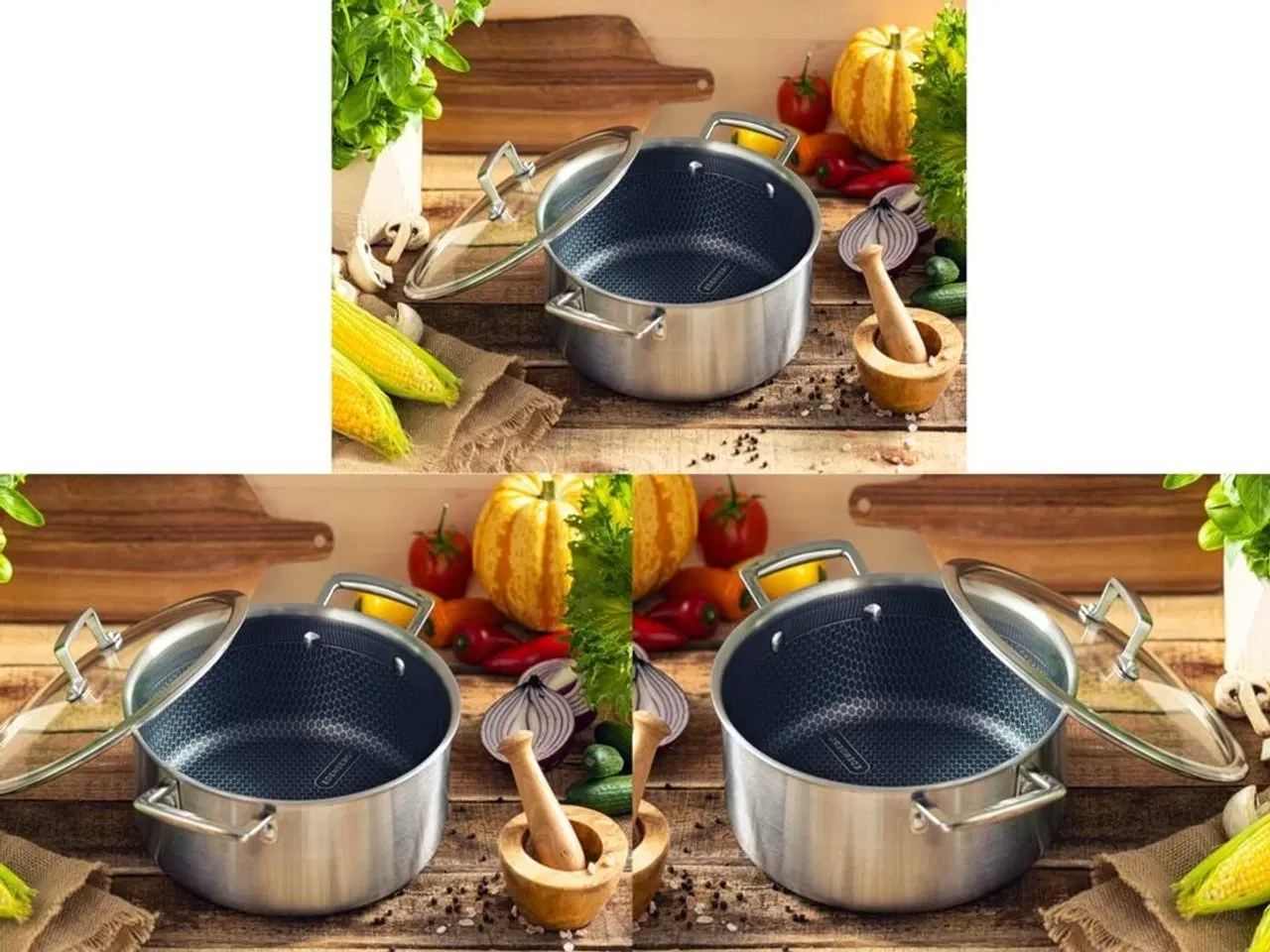 Billede 1 - Stort hybrid grydesæt indeholdende tre gryder.