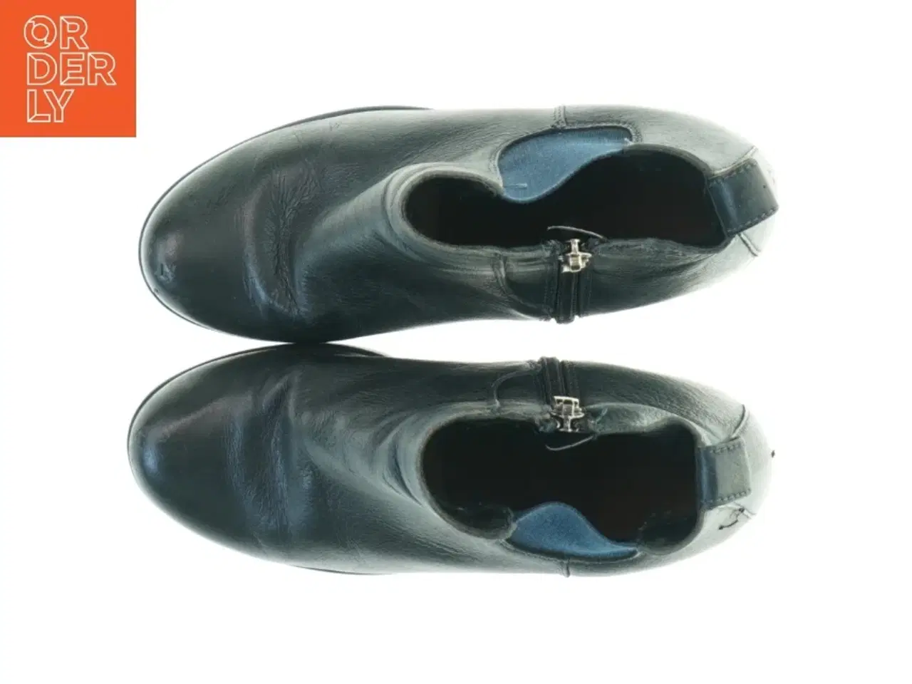 Billede 5 - Sorte læderstøvler med blokhæl – str. 36