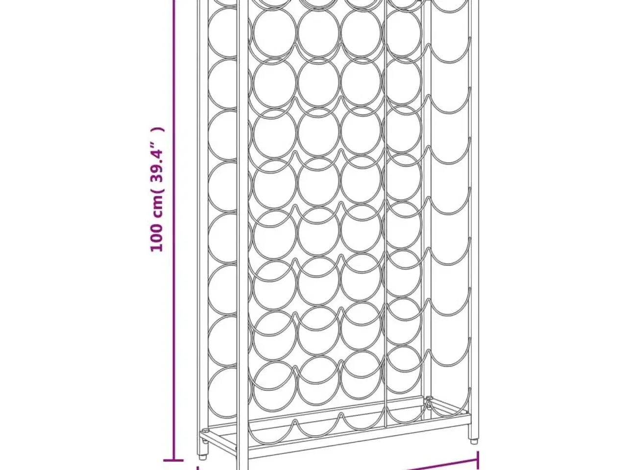 Billede 7 - Vinreol til 45 flasker 54x18x100 cm smedejern sort