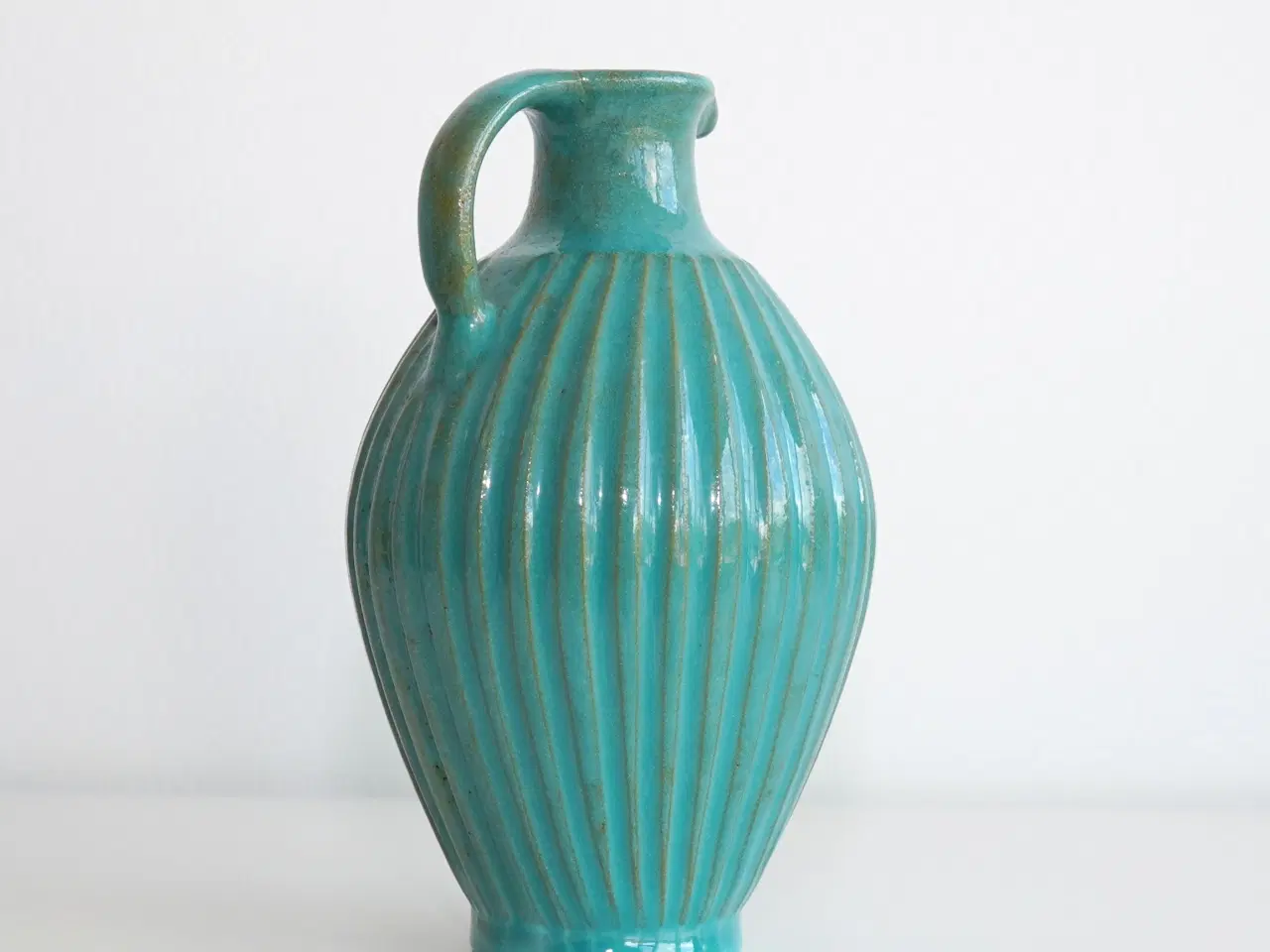 Billede 7 - Keramik hankevase / kande / vase med riller
