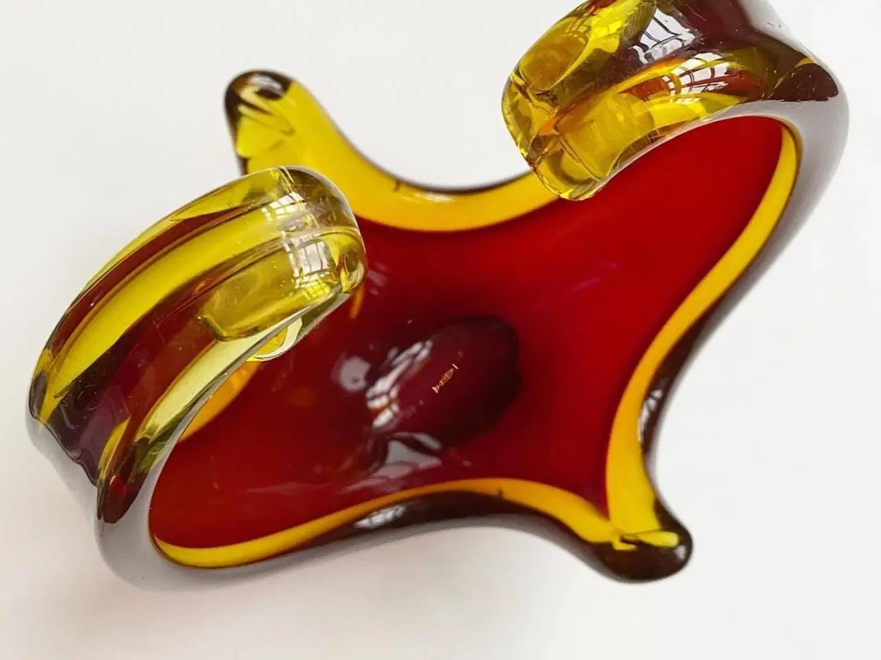 Billede 6 - Flammeskål, rød m gul kant, høj