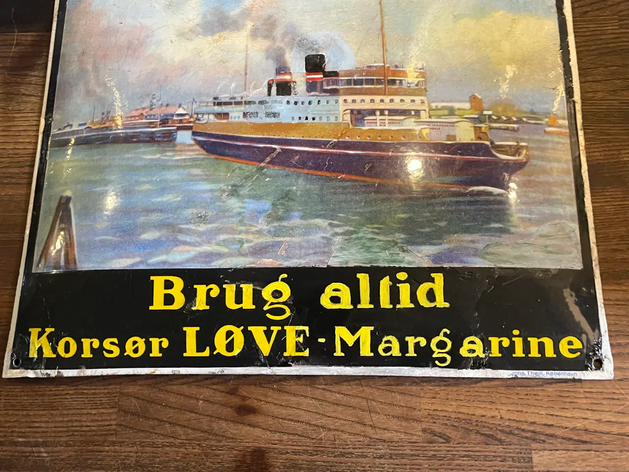 Billede 1 - Gl. emaljeskilt "Korsør Løve margarine"