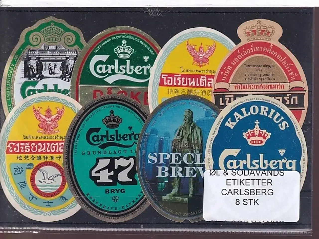 Billede 1 - Øl og Sodavands Etiketter - Carlsberg - 8 Stk.