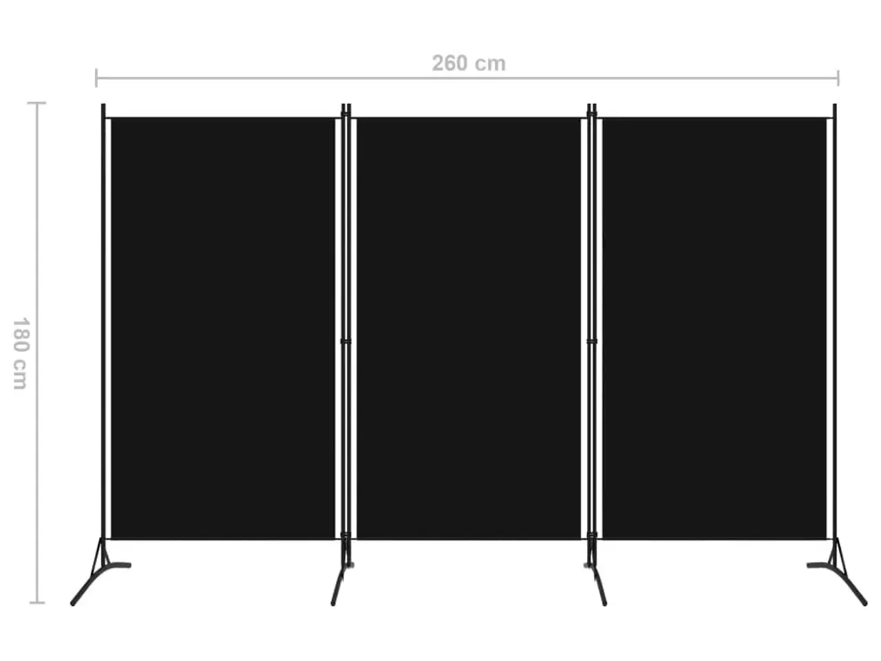 Billede 5 - 3-panels rumdeler 260 x 180 cm sort