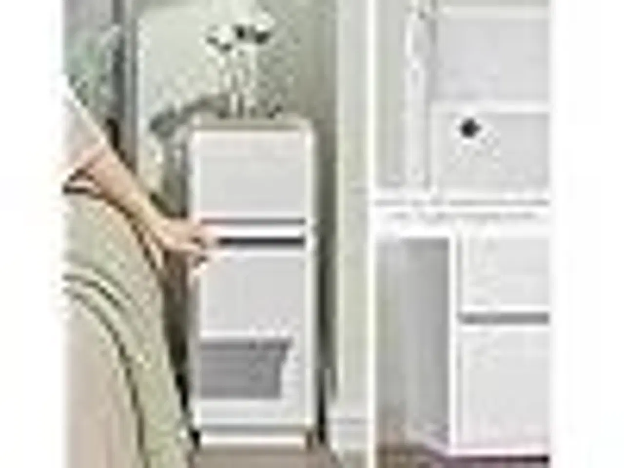 Billede 6 - Sengebord smalt sæt af 2 2 skuffer, åbent rum, vendbar montering, cloud white