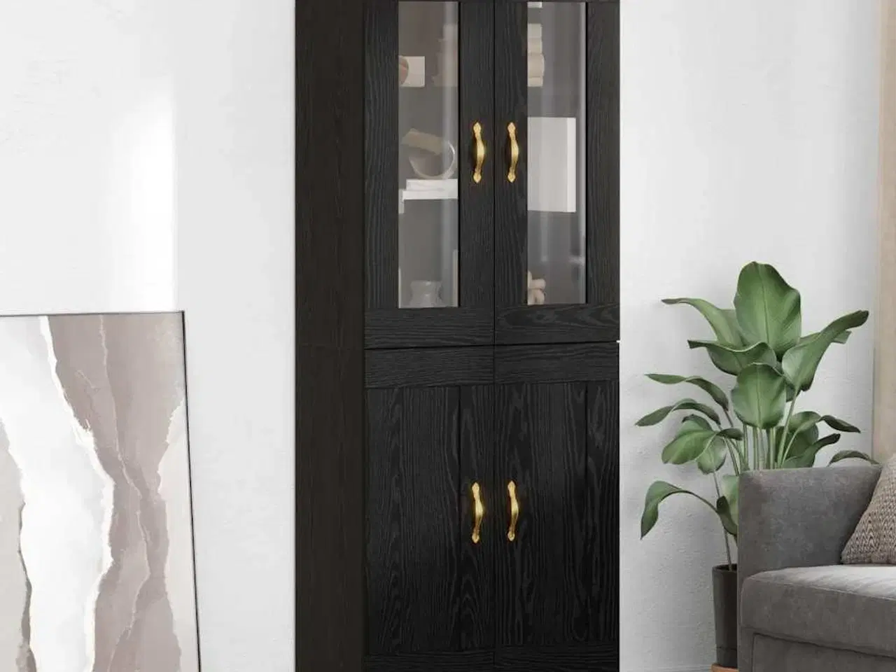 Billede 1 - Highboard 2 stk Sort eg 69,5 x 34 x 180 cm Konstrueret træ