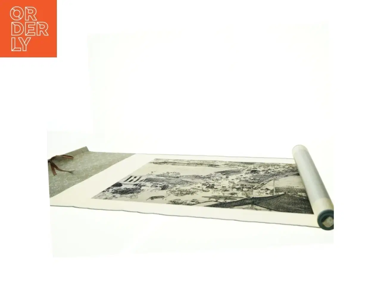 Billede 2 - Stort rullet kort over by i antik stil (str. 150 x 41 cm)