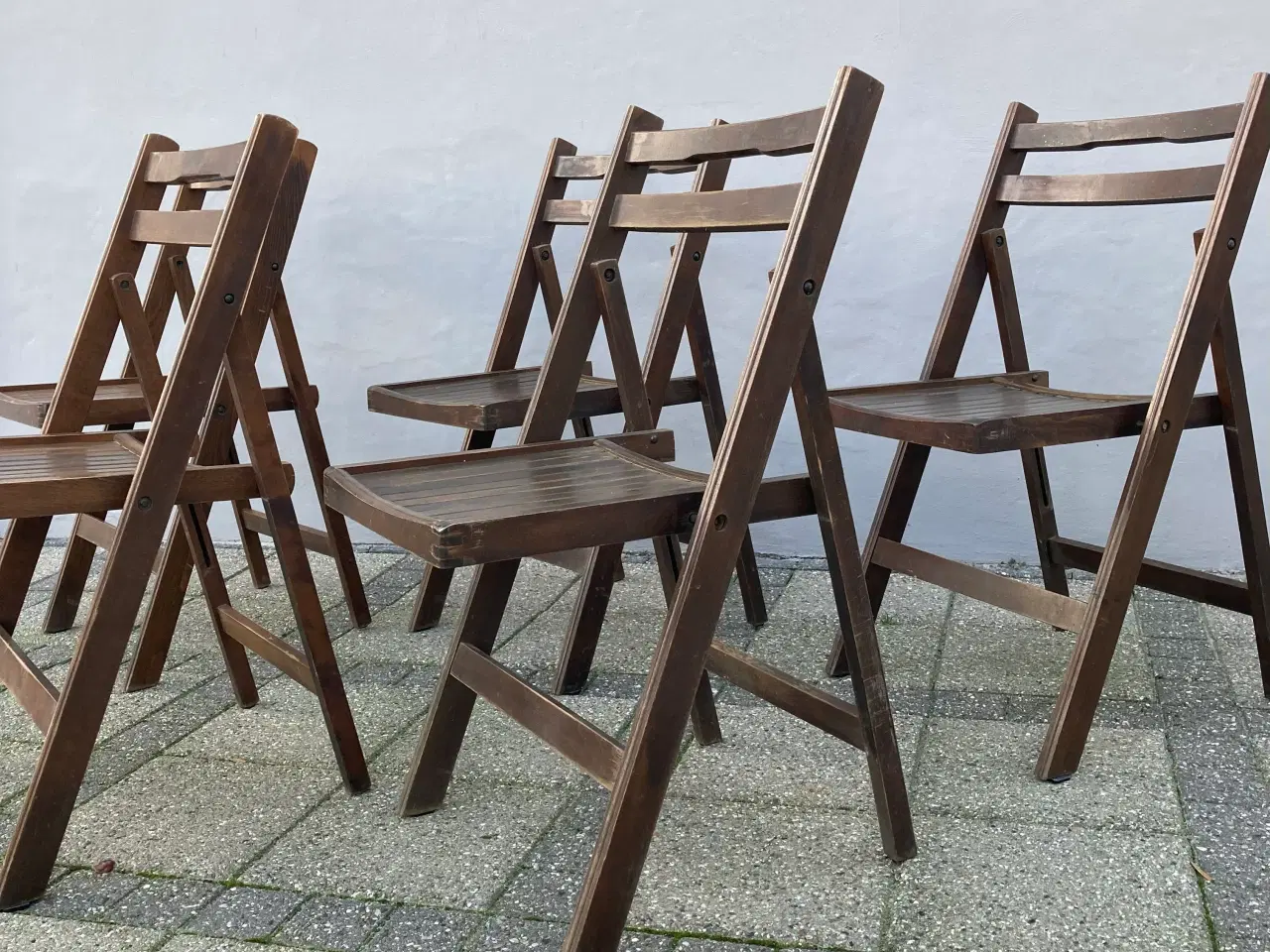 Billede 4 - 5 vintage klapstole i mørkbejset bøg