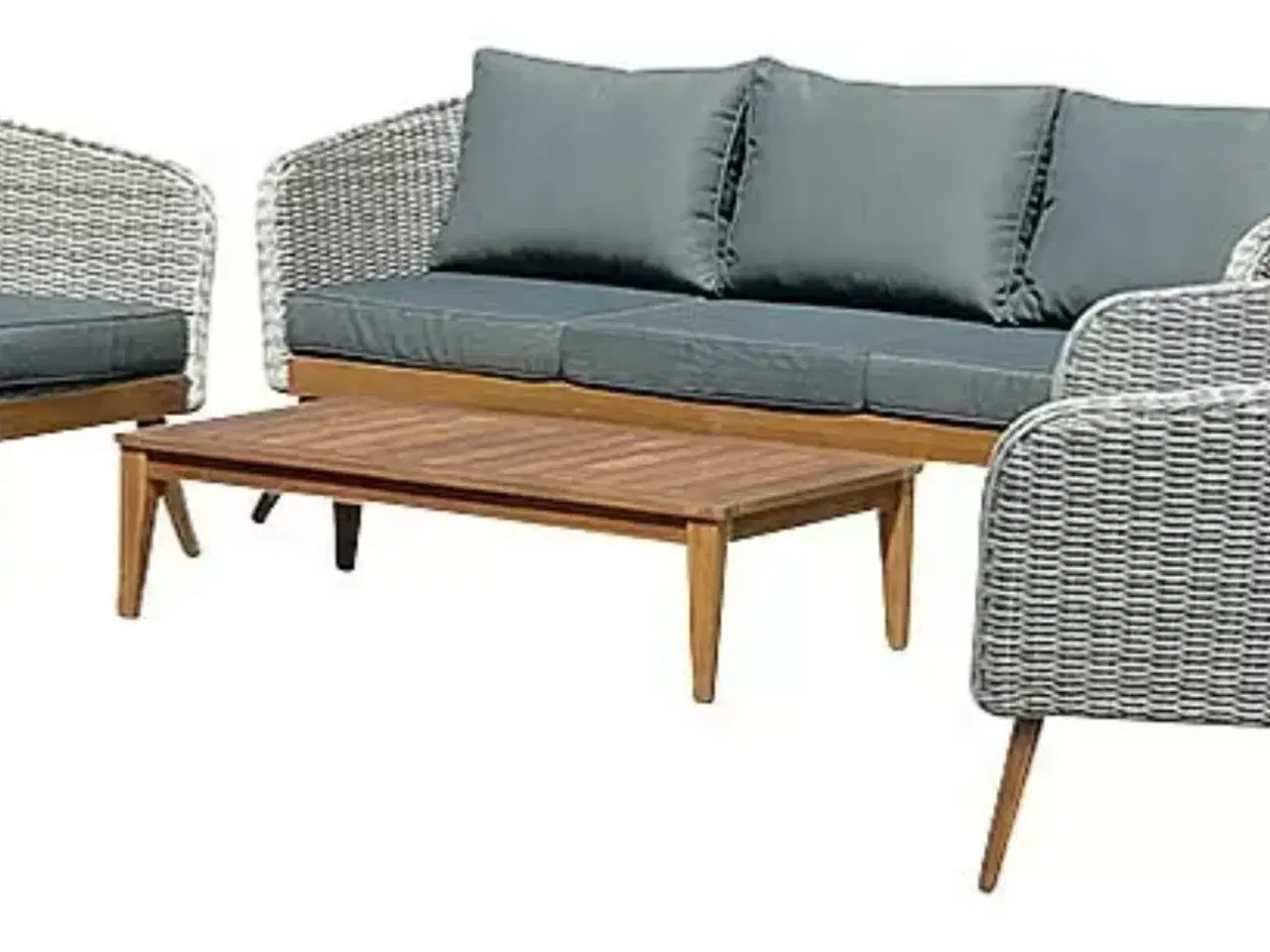 Billede 2 - Havemøbelsæt. Akacietræ, aluminium, polyrattan.