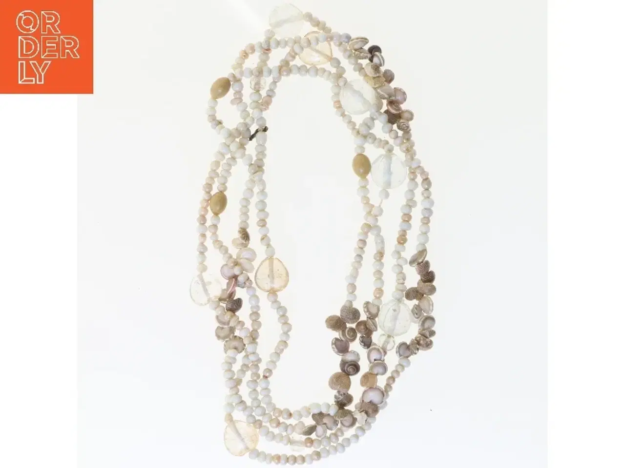 Billede 1 - Perlekæde med skaller og glasperler (str. 190 cm)