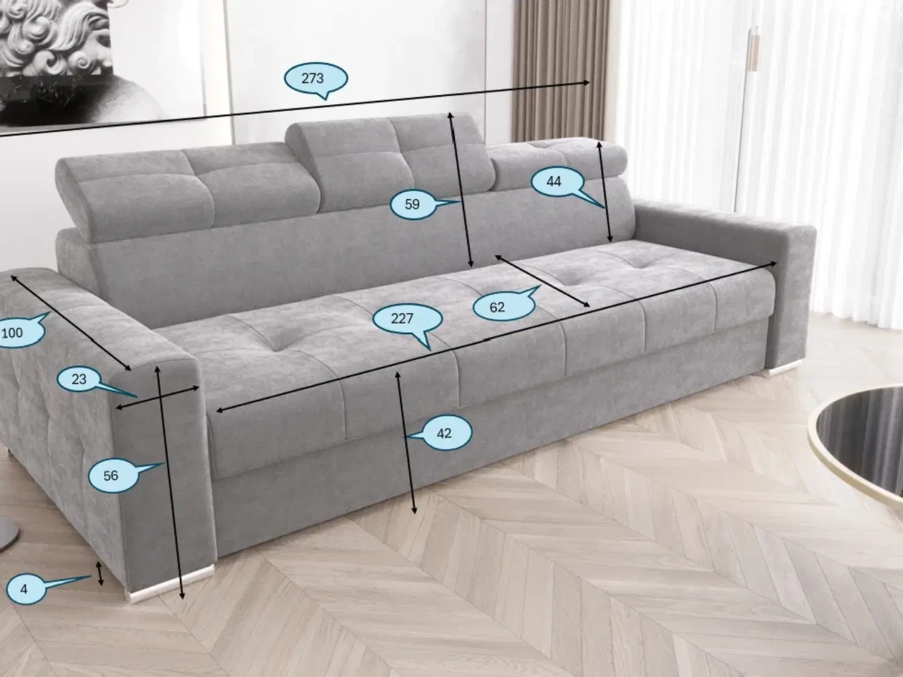 Billede 3 - MARGOT III TRE-PER. SOFA 273 CM