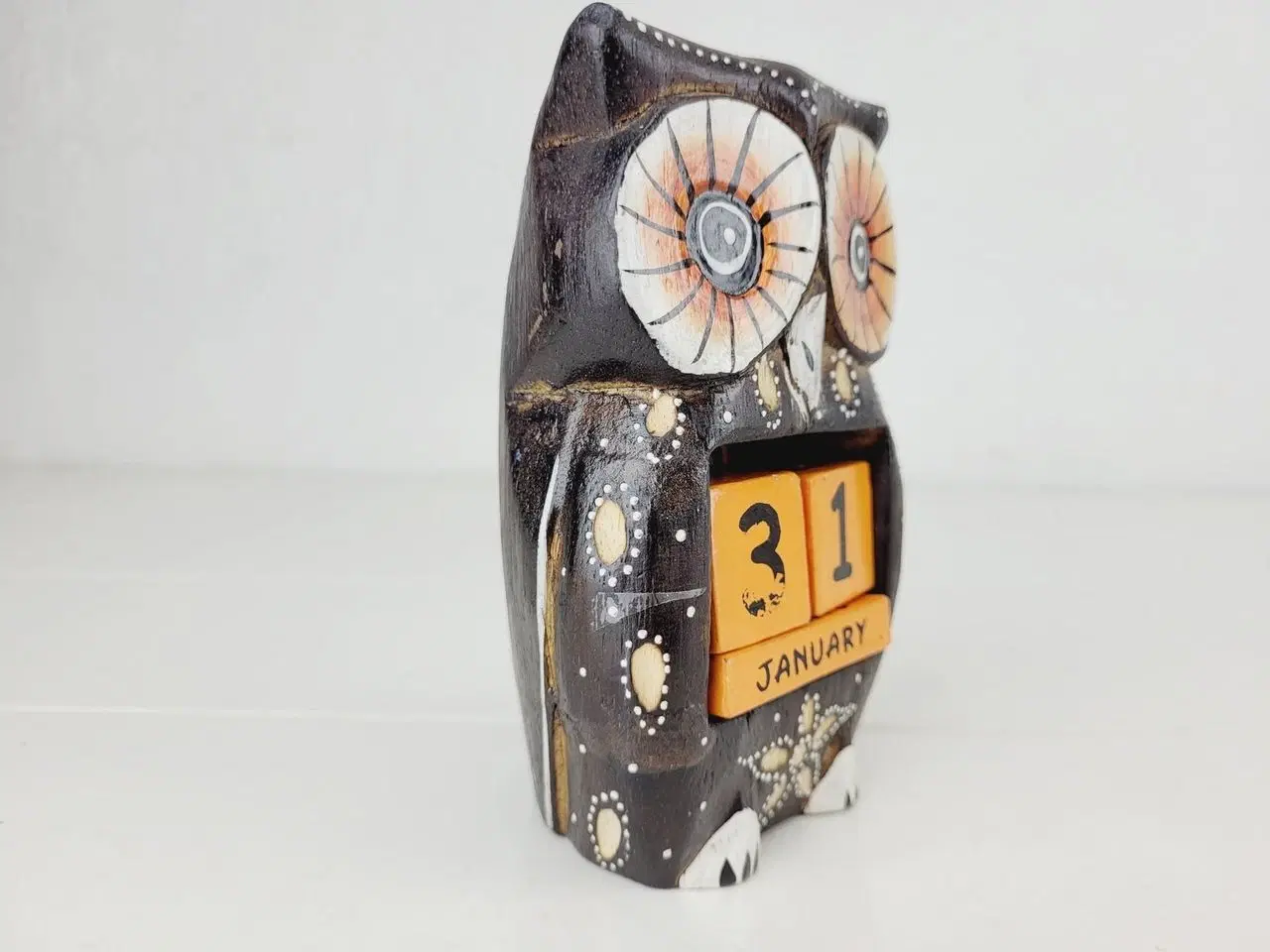 Billede 5 - ⭐️ Håndmalet ugle kalender figur i tær