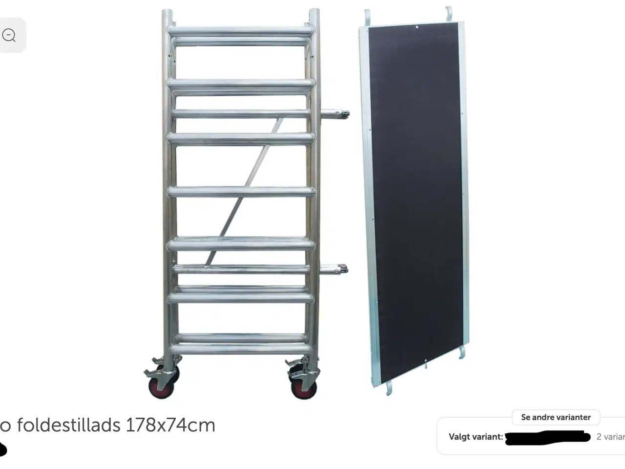 Billede 3 - Smalt foldestillads - 178 x 74 cm | 1,96 / 3,96 m