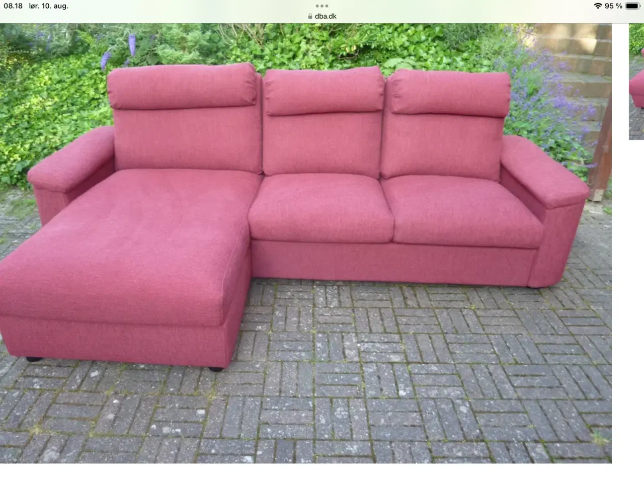 Billede 1 - Sofa i flot vinrød farve 
