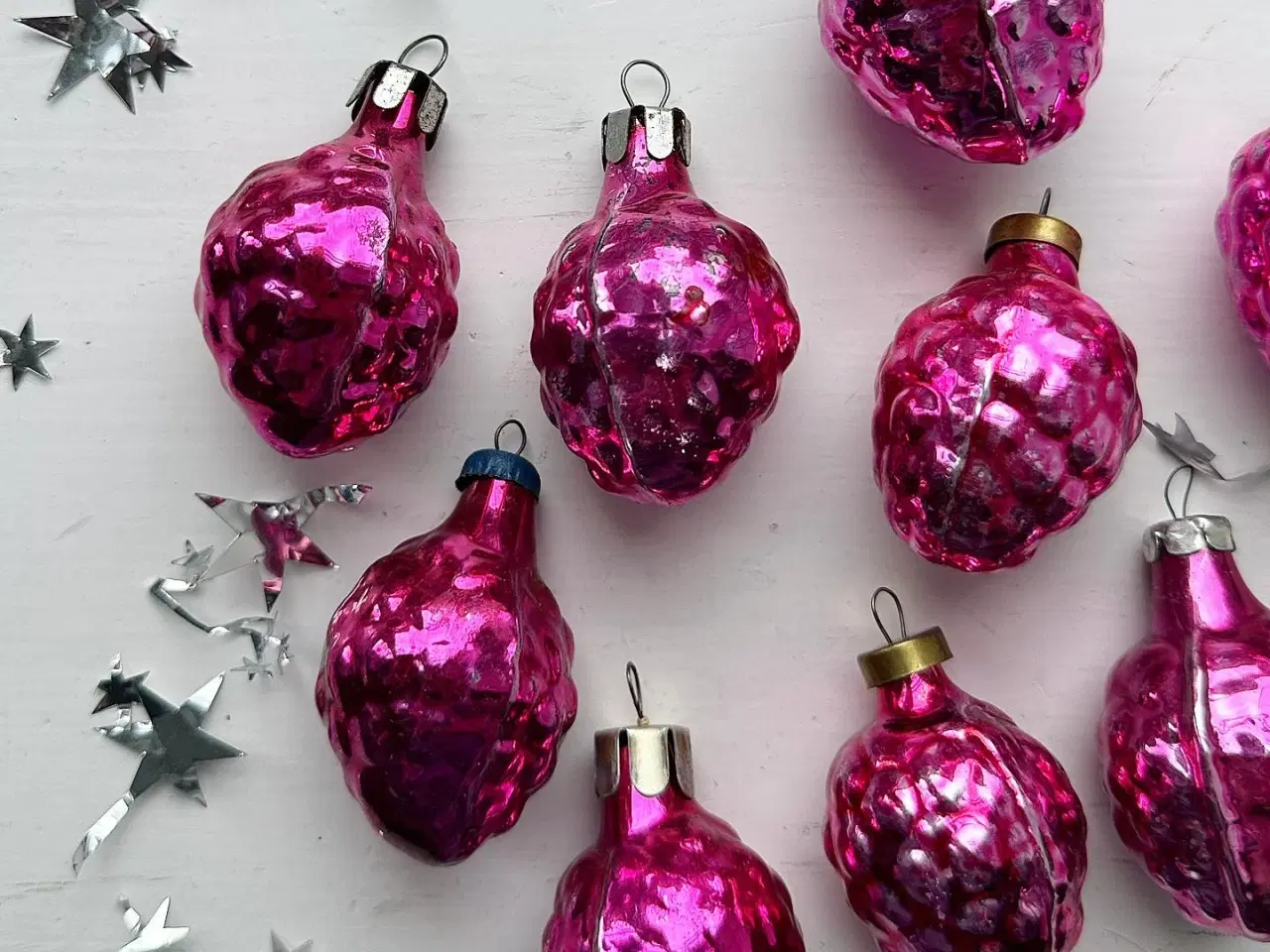 Billede 3 - Vintage julekugler, pink hindbær, pr stk
