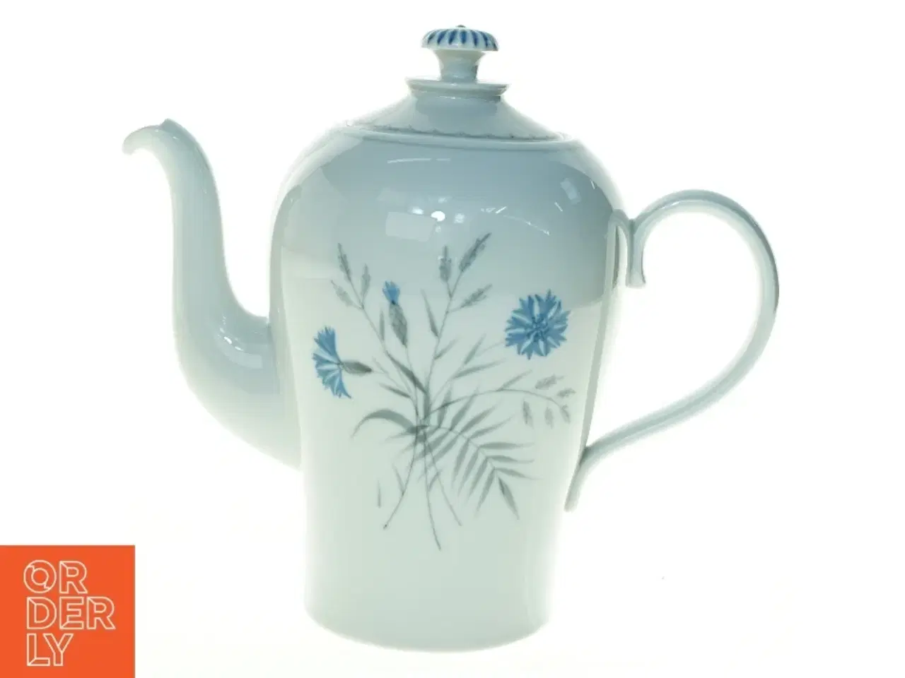 Billede 1 - Porcelænskande med blomstermotiv (str. 20 x 13 cm)