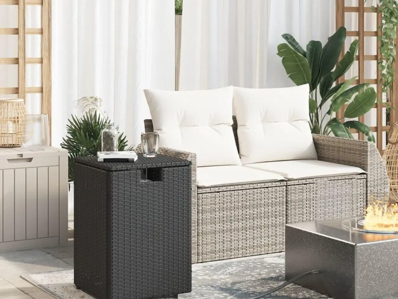 Billede 3 - Gasflaskeskjuler 40x40x60 cm polyrattan sort
