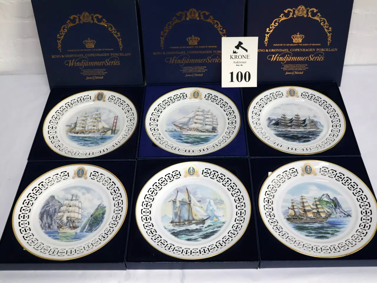 Billede 2 -  6 Stk Bing & Grøndahl Windjammer skibsplatter.