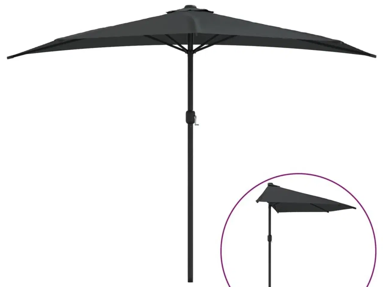 Billede 2 - Balkonparasol med aluminumsstang antracitgrå 300 x 155 cm halv