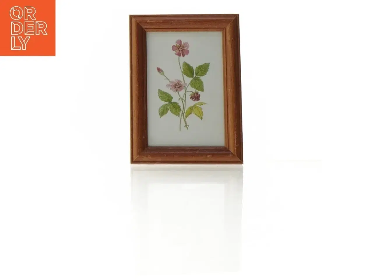 Billede 1 - Lille træ ramme med blomstermotiv